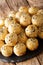 Tambun BiscuitsÂ or Tausa Pia or Mung Bean Pastry closeup. Vertical